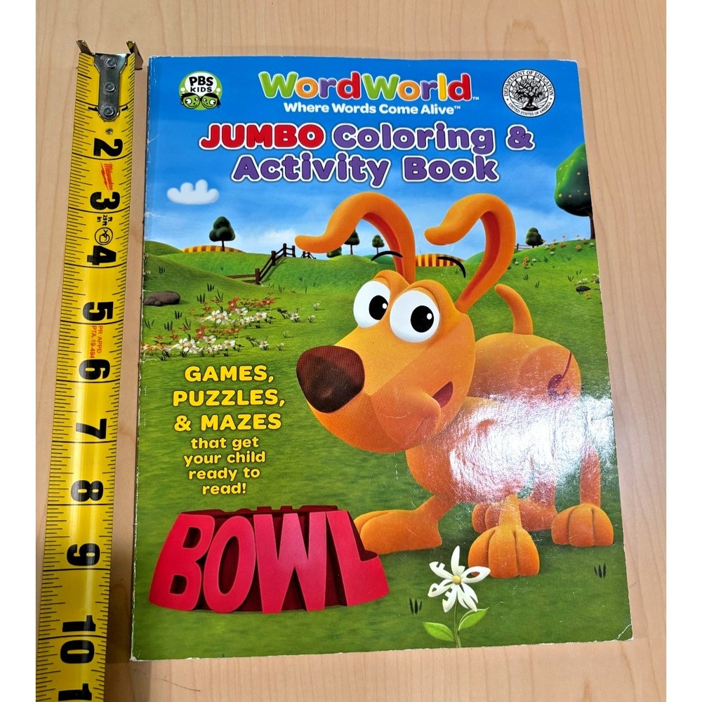 PBS Kids WordWorld Jumbo Coloring & Activity Book Bowl Reading Learning Workbook